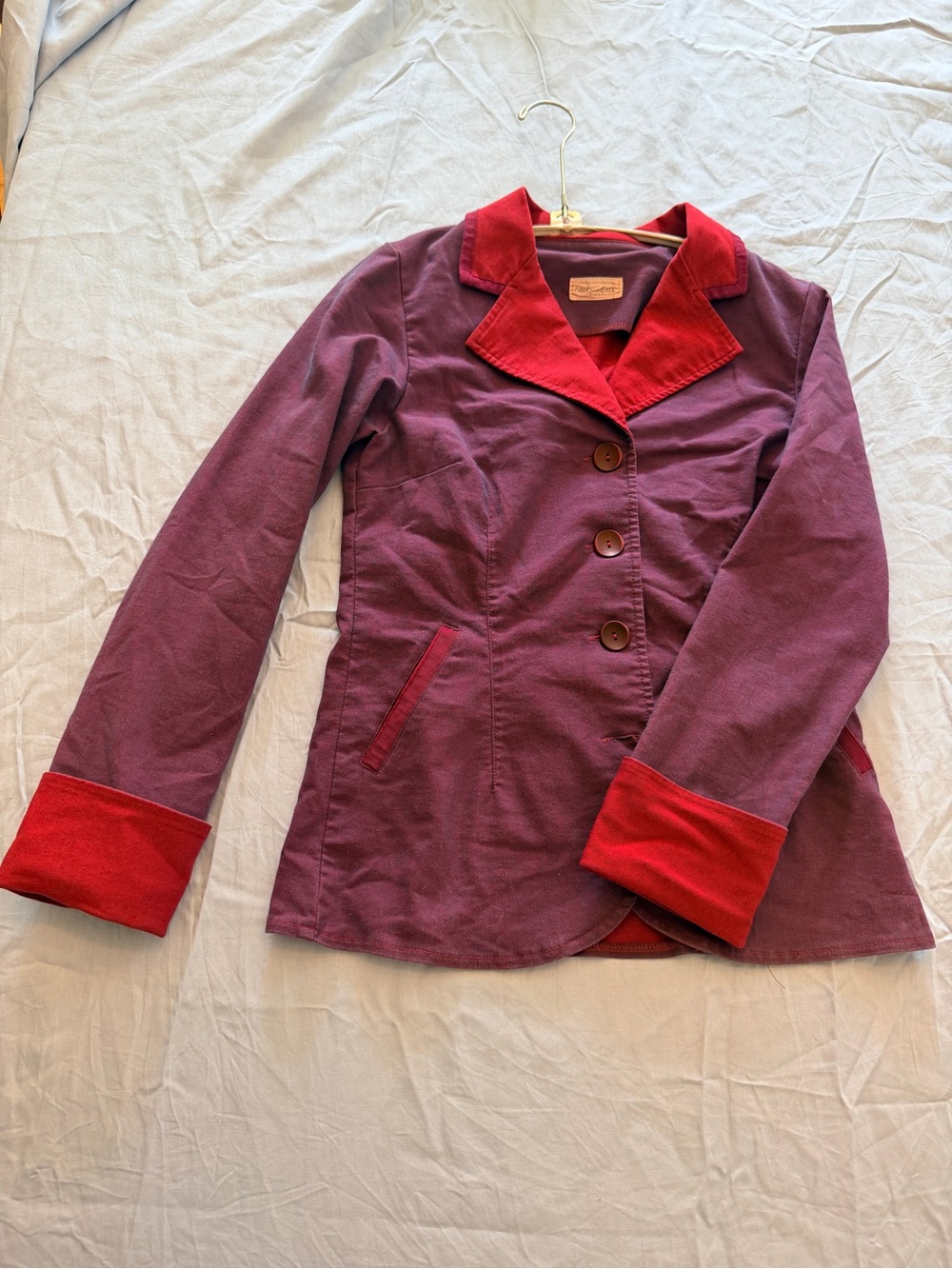 Neesh By D.A.R.  Jacket Blazer Size S Women's Two-Tone Plum & Red Button Jacket